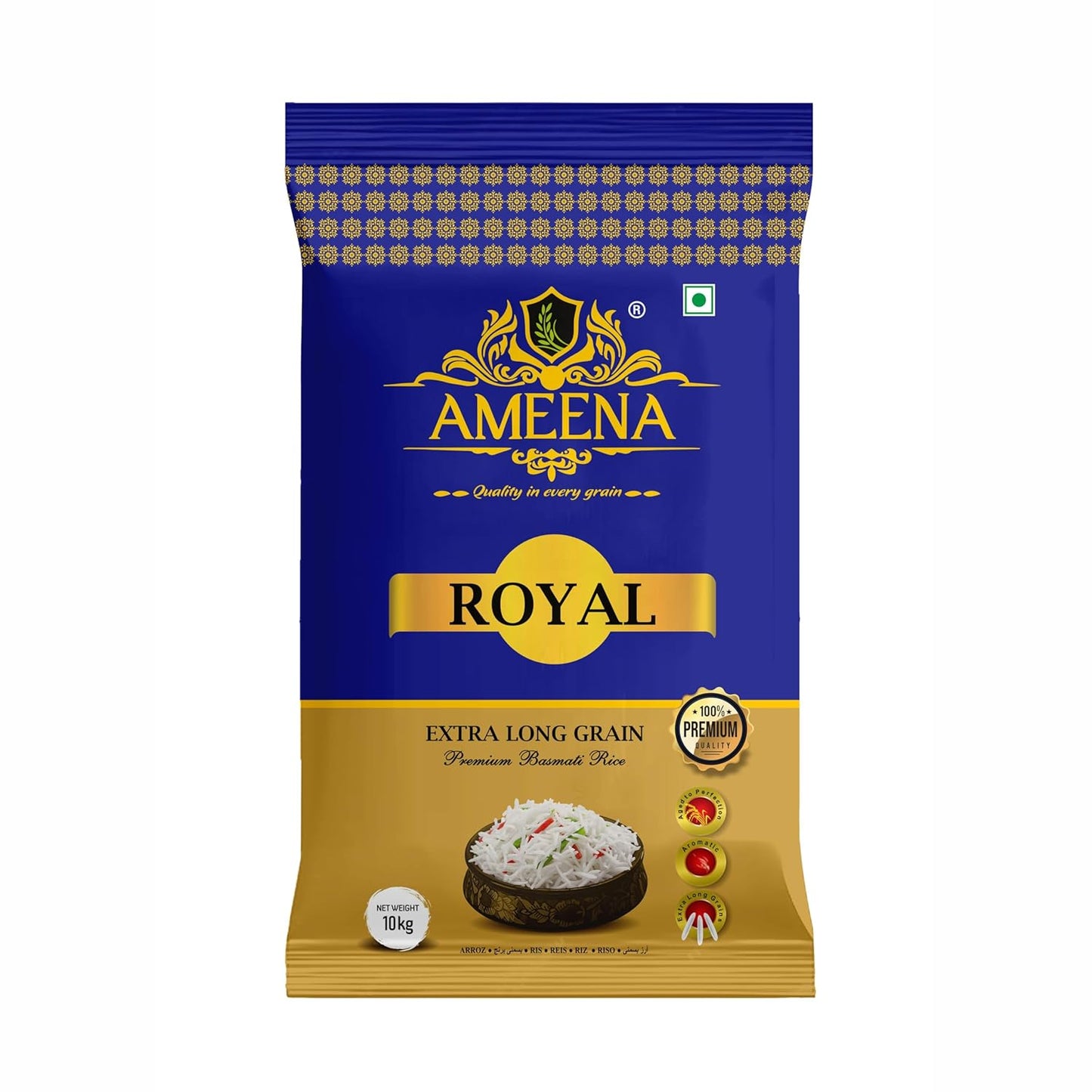 Ameena Royal Basmati Rice, Premium Extra Long Grain