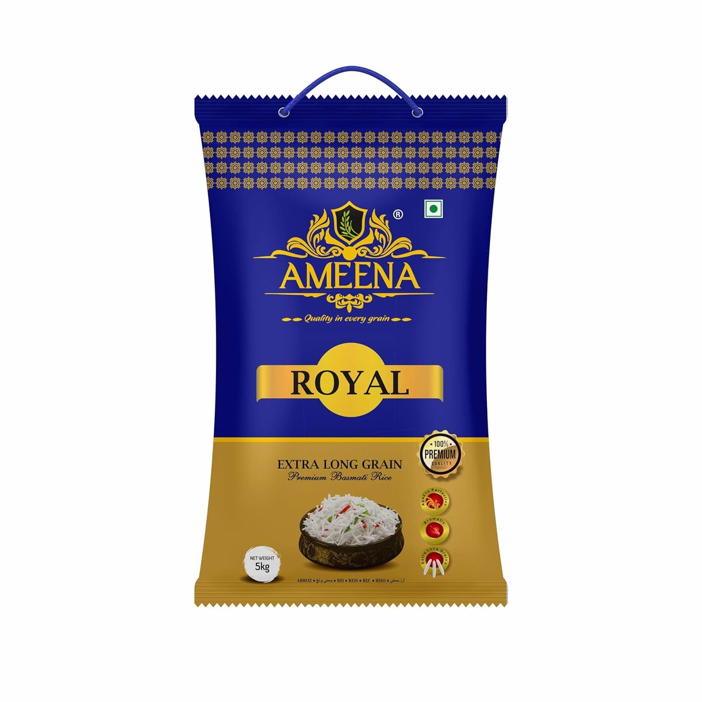 Ameena Royal Basmati Rice, Premium Extra Long Grain