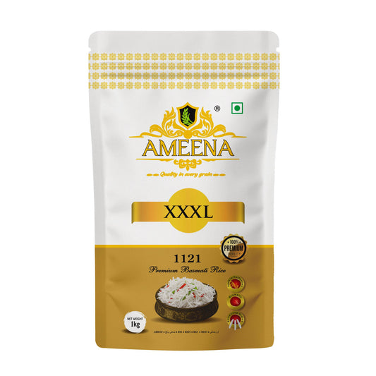 AMEENA XXXL Premium Basmati Rice 1121 Extra Long Grain Expands 25MM after cooking Suitable for Finest Pulav Rice