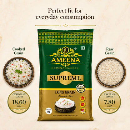 AMEENA Supreme Premium Basmati Rice Extra Long Grain For Finest Pulav Basmati Rice