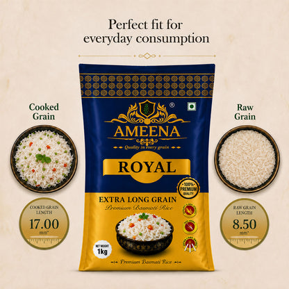 Ameena Royal Basmati Rice, Premium Extra Long Grain