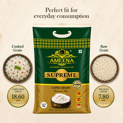 AMEENA Supreme Premium Basmati Rice Extra Long Grain For Finest Pulav Basmati Rice