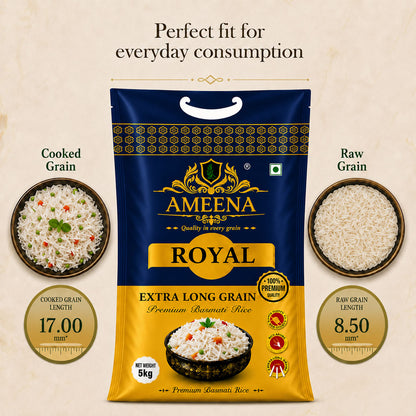 Ameena Royal Basmati Rice, Premium Extra Long Grain