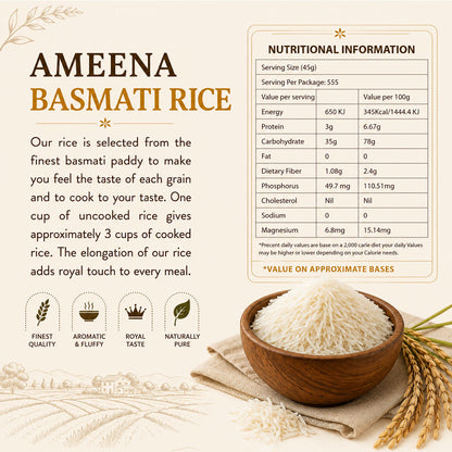 AMEENA Supreme Premium Basmati Rice Extra Long Grain For Finest Pulav Basmati Rice